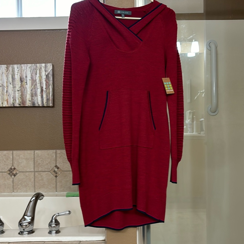 New with tags, Title Nine Red Sweater Dress, Size Small.